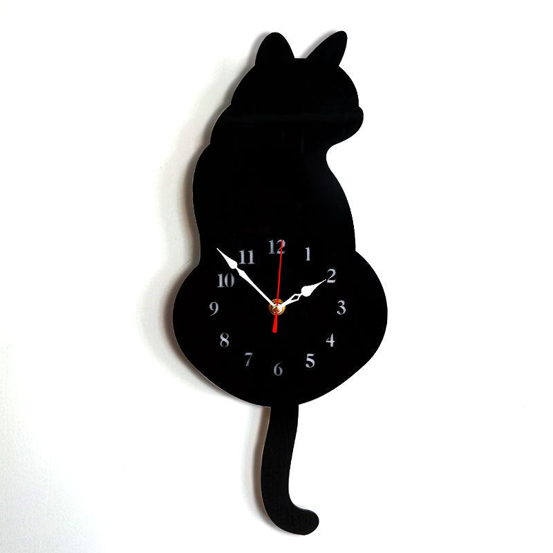Cartoon art clock home decoration living room wagging tail cat children's room creative wall clock