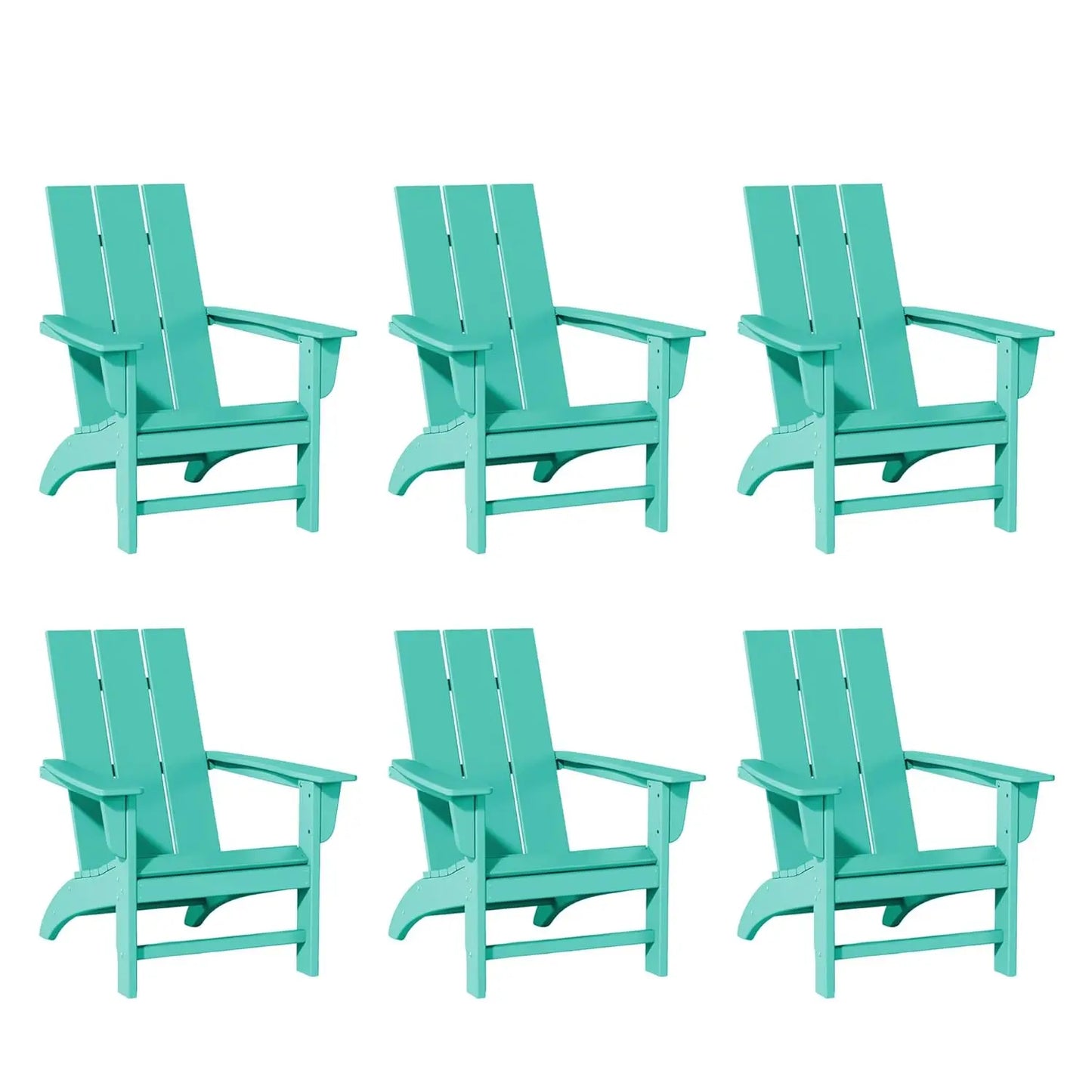 Poly Lumber Adirondack Chairs Set of 6, All-Weather Resistant, Looks Like Wood, Pre-Assembled