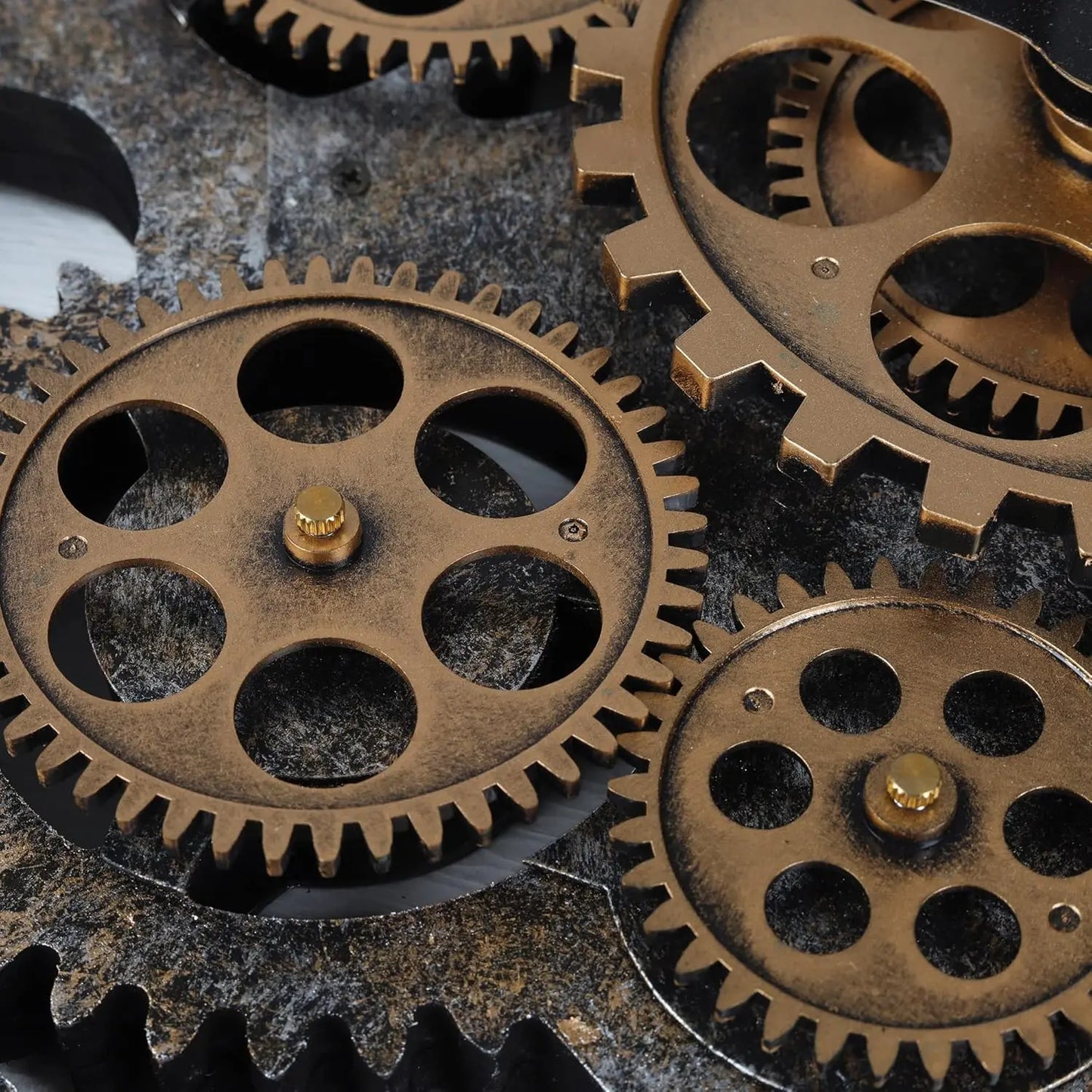 23 Inch Steampunk Moving Gear Wall Clock, Rustic Farmhouse Wooden Large Decor