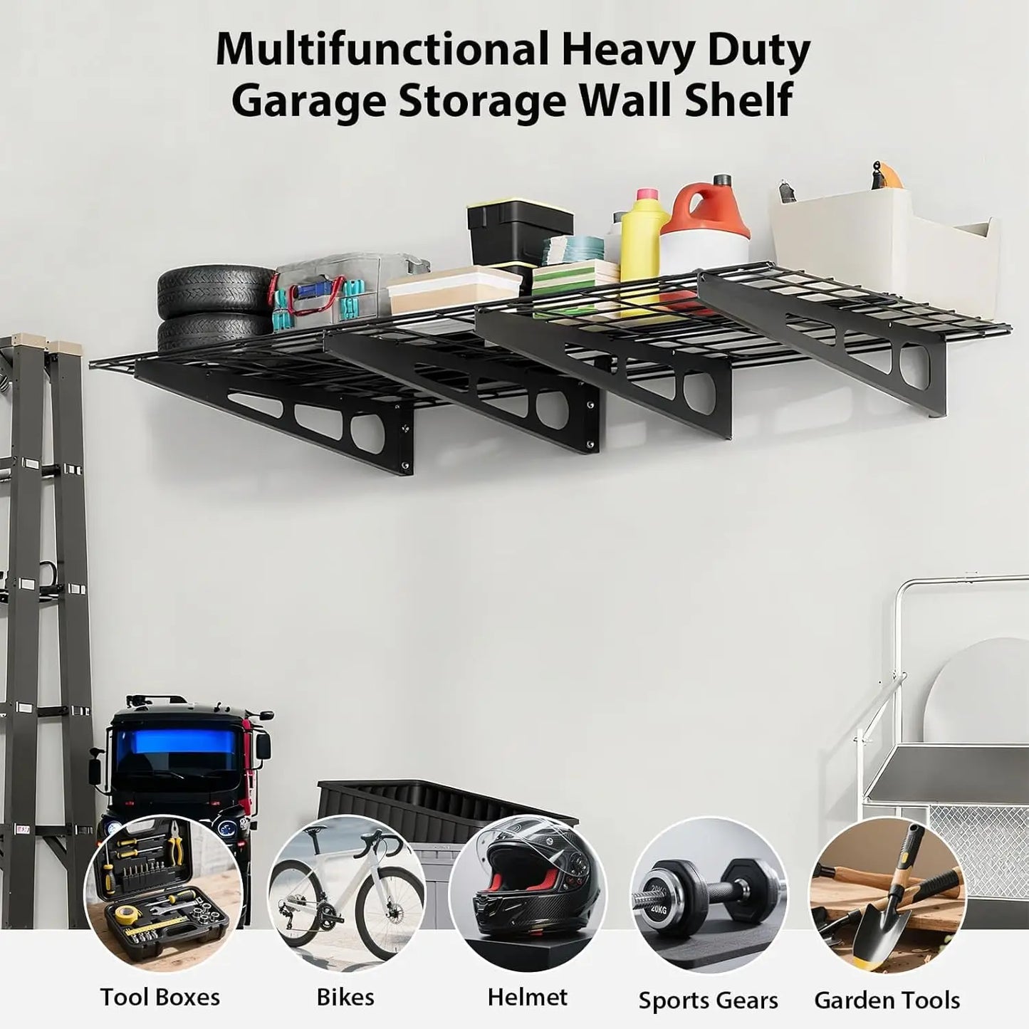 2 Pack 2x6Ft Garage Shelving Wall Mounted, 24"x72" Wall Shelf Garage Storage Rack Floating Shelves for Warehouse, Laundry