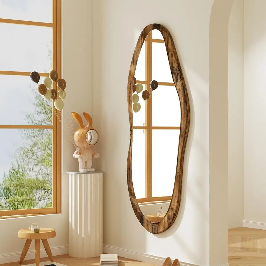 Large Mirrors with Wood Framed 47x20 Vintage Irregular Wall Mirror Full Length