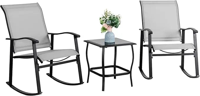 3 Piece Outdoor Rocking Bistro Set