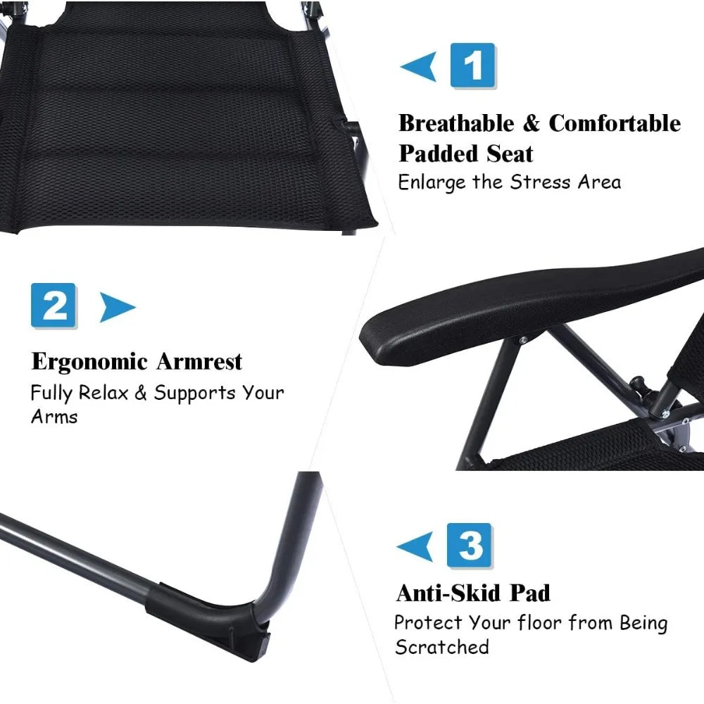 Set of 2 Outdoor Sling Chairs with Adjustable Backrest