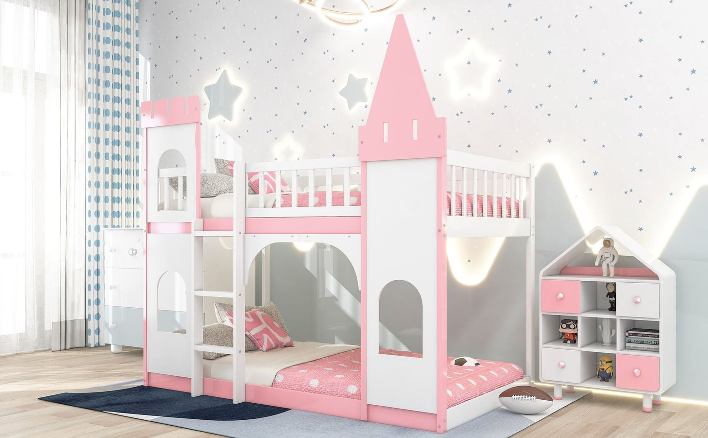 Twin Over Twin Wood Bunk Bed for Kids with Ladder and Guardrails | Just Better Bunk Beds