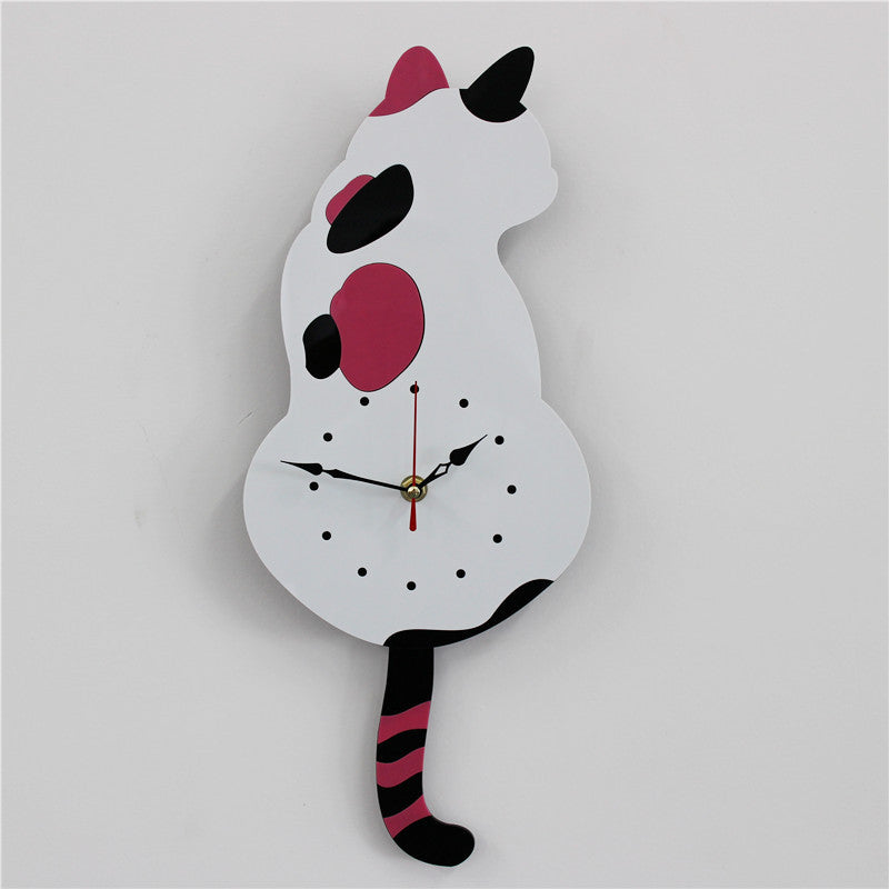 Cartoon art clock home decoration living room wagging tail cat children's room creative wall clock