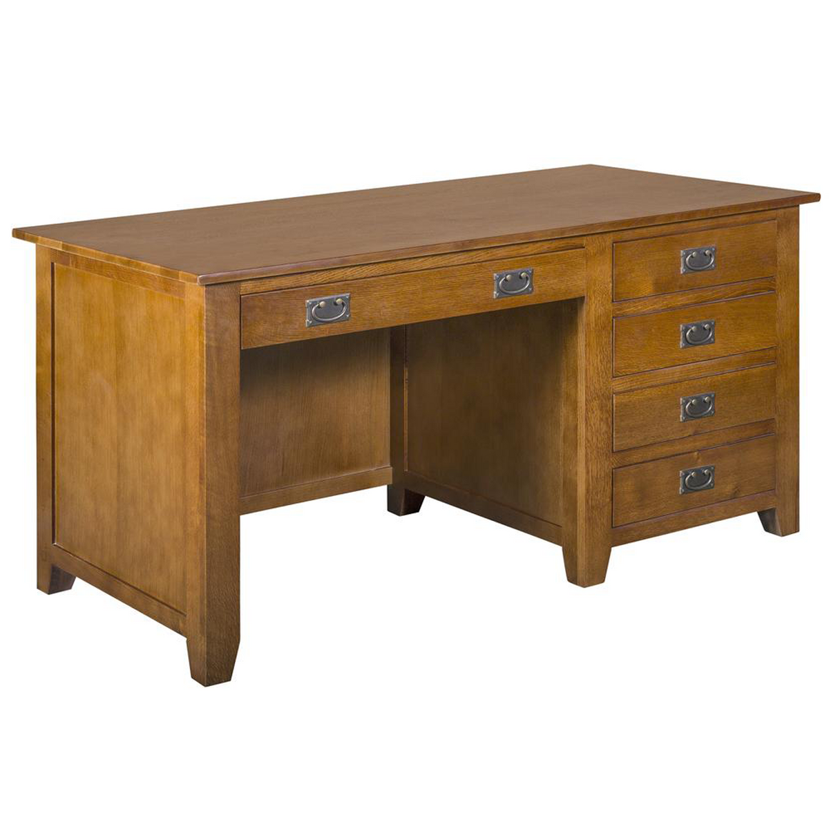 Mission Quarter Sawn Oak 5 Drawer Library Desk