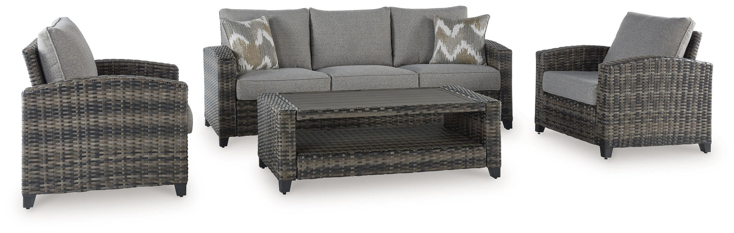 Oasis Court - Sofa, Chairs, Table Set (Set of 4) - Gray