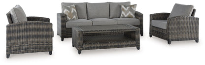 Oasis Court - Sofa, Chairs, Table Set (Set of 4) - Gray