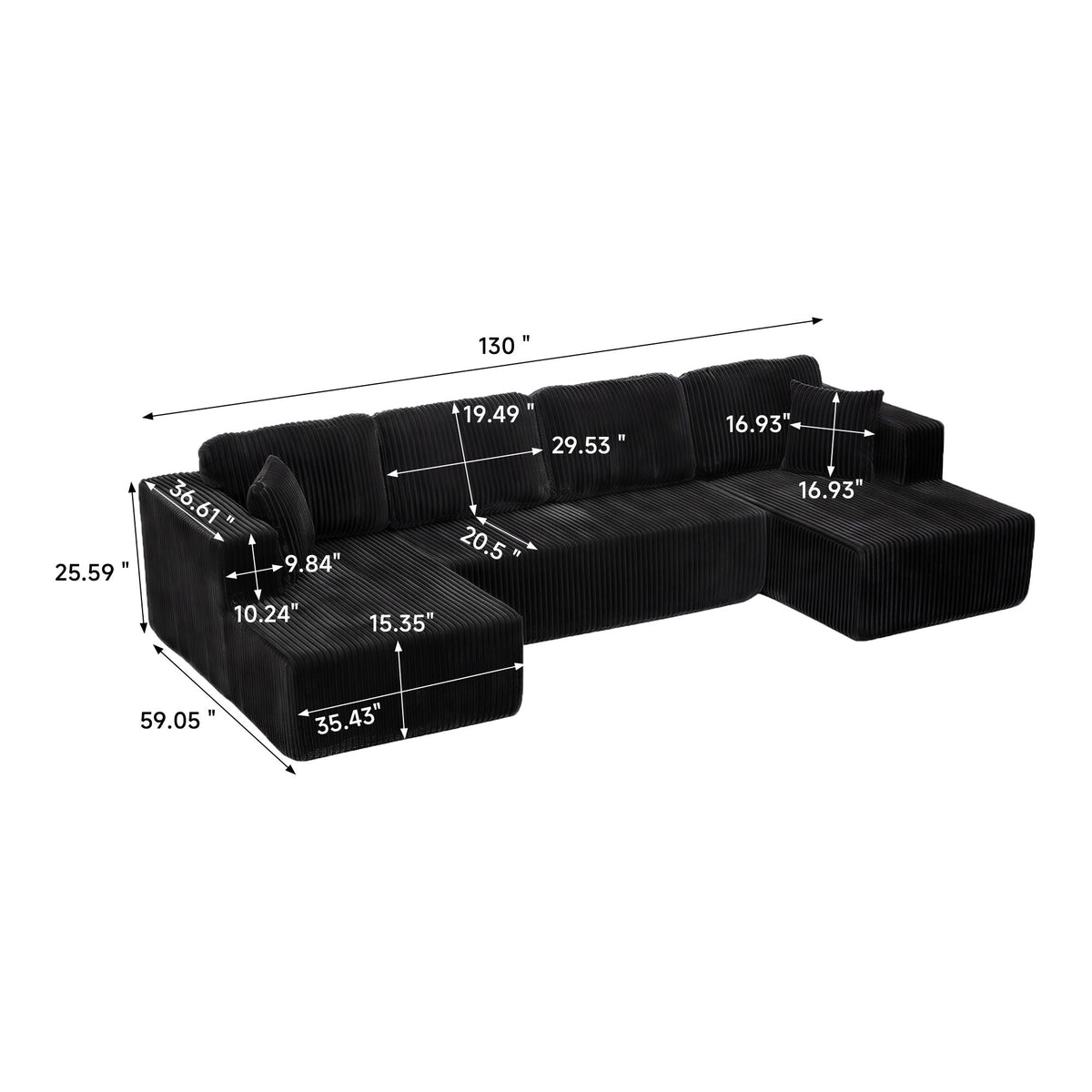 U-Shape Modular Sectional Sofa For Living Room