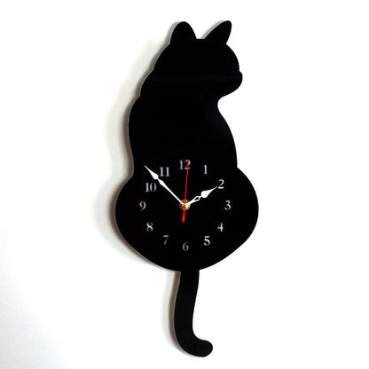 Cartoon art clock home decoration living room wagging tail cat children's room creative wall clock