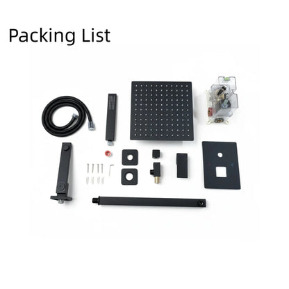 10" Rain Shower System with Tub Spout & Handheld, Matte Black Bathroom Faucet Set with Brass Valve