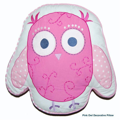 Pink Owl Print Patchwork Cotton Reversible Quilt Bedding Set