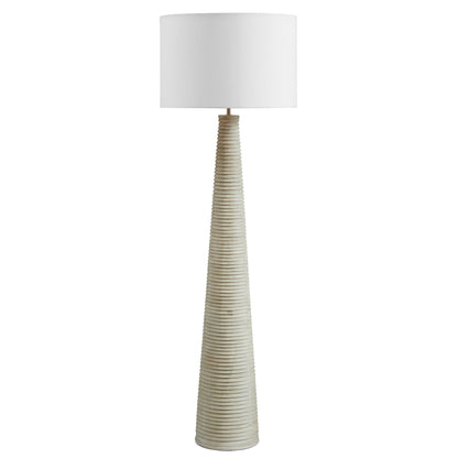 Saylor Carved Ribbed Wood Floor Lamp with Drum Shade by Modway