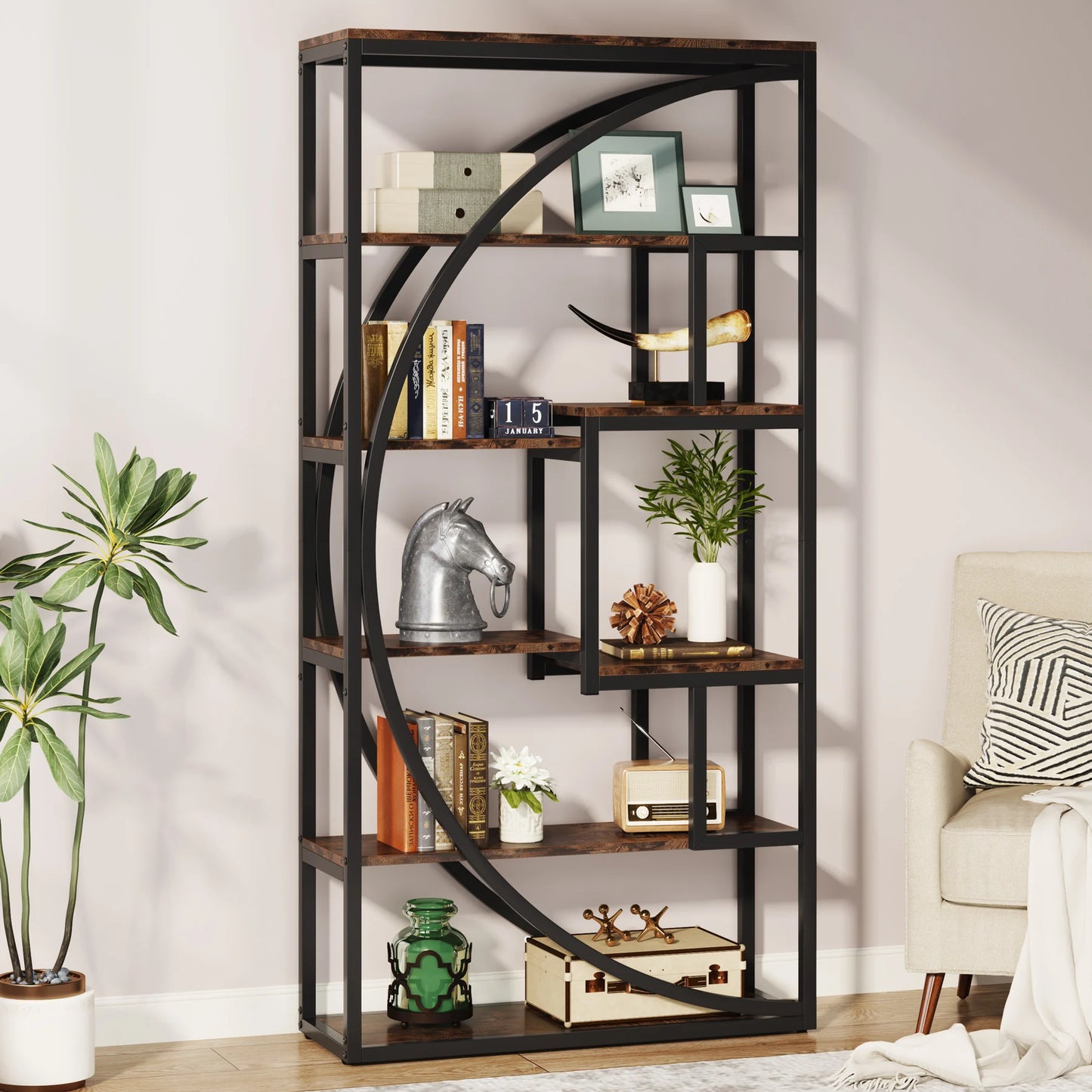 Tribesigns Bookshelf, Industrial 5-Tier Etagere Bookcase