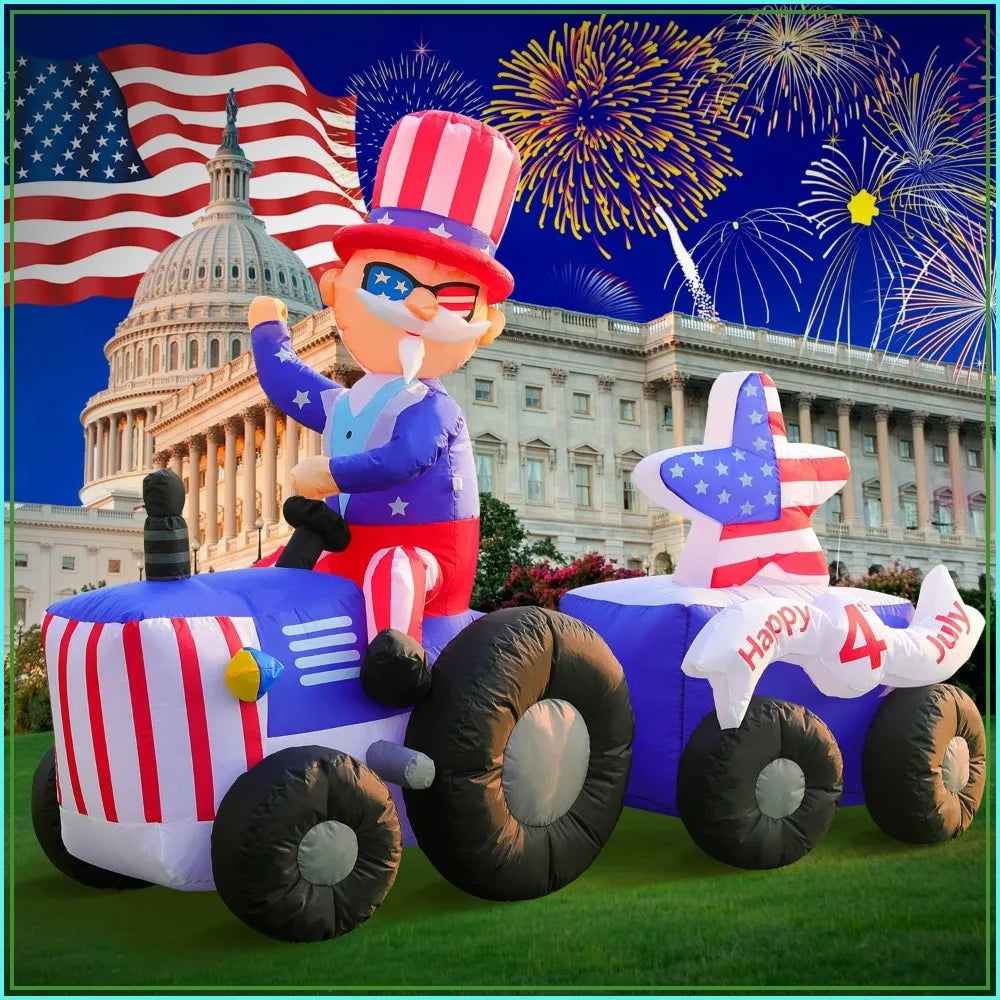 6FT Patriotic Uncle Sam Drive Tractor Inflatable