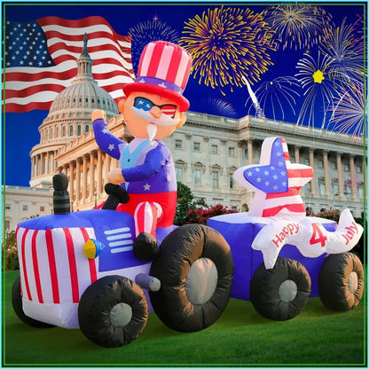 6FT Patriotic Uncle Sam Drive Tractor Inflatable