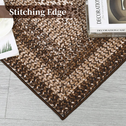 Washable Area Rugs  Braided Print Non Slip Rug
