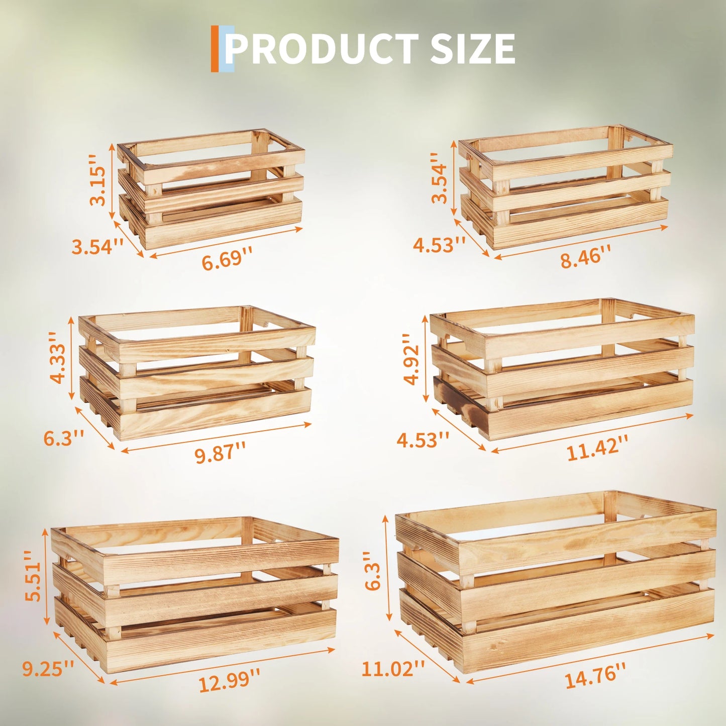 5 Pack Wooden Storage Crates, Rustic Farmhouse Nesting Crates, Decorative Wood Boxes for Home Decor, Display & Organization