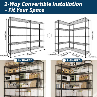 Heavy Duty Storage Shelves 4/5 Tiers Metal Shelving Unit Adjustable