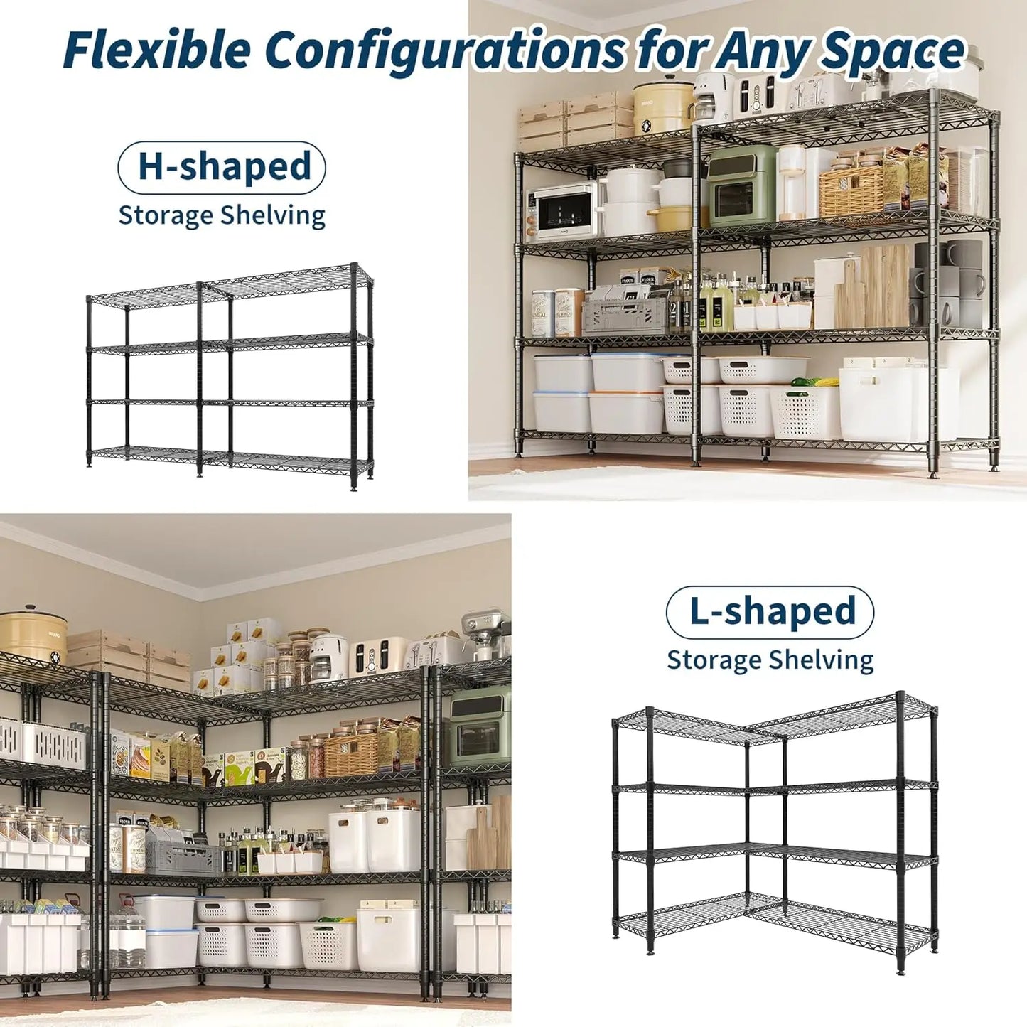 Heavy Duty Storage Shelves 4/5 Tiers Metal Shelving Unit Adjustable