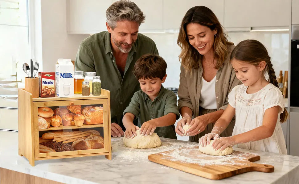 Bamboo Bread Box for Kitchen Countertop(Natural)