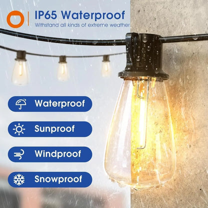 150FT LED Outdoor String Lights Waterproof Patio Lights Shatterproof  Replaceable Bulbs Dimmable