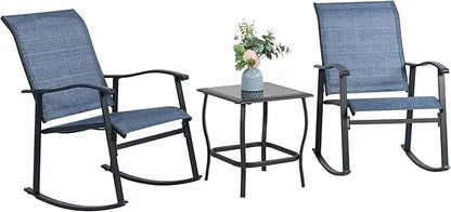 3 Piece Outdoor Rocking Bistro Set
