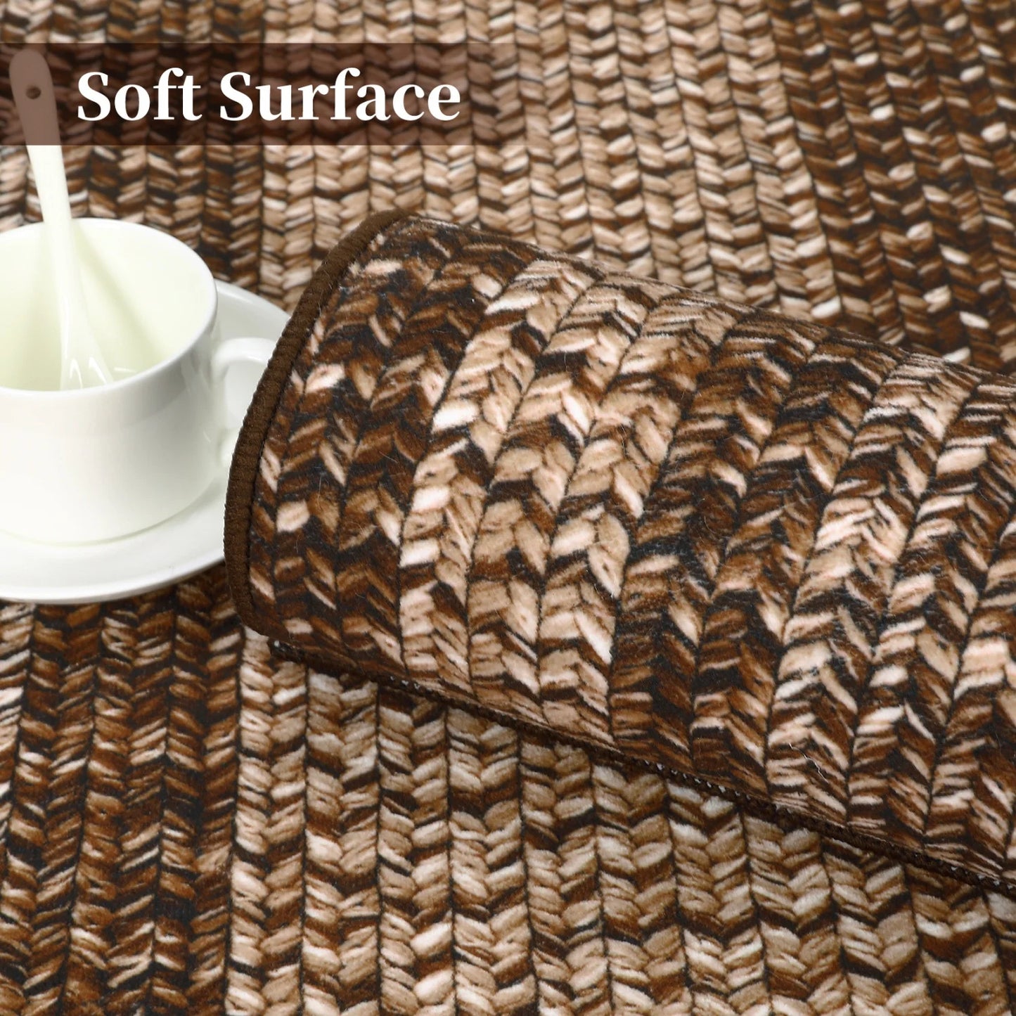 Washable Area Rugs  Braided Print Non Slip Rug