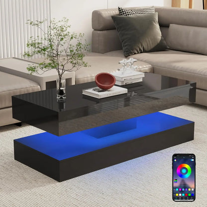 Modern Stylish Coffee Table with LED lights and 2 Storage Drawers