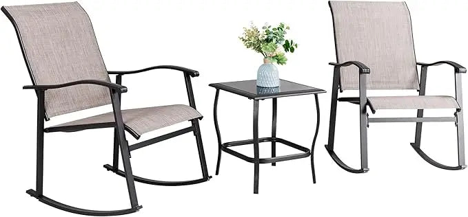 3 Piece Outdoor Rocking Bistro Set