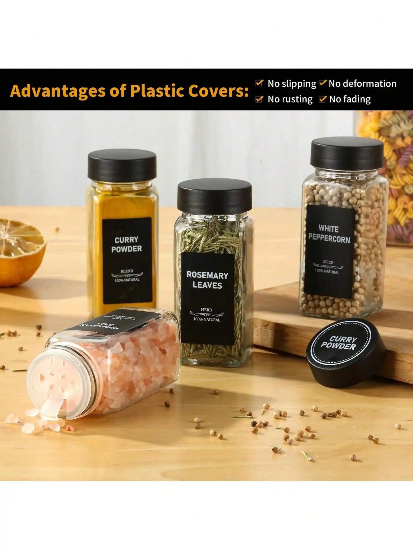 4oz Glass Spice Jars (12PCS): Shaker/Metal Lids + Funnel