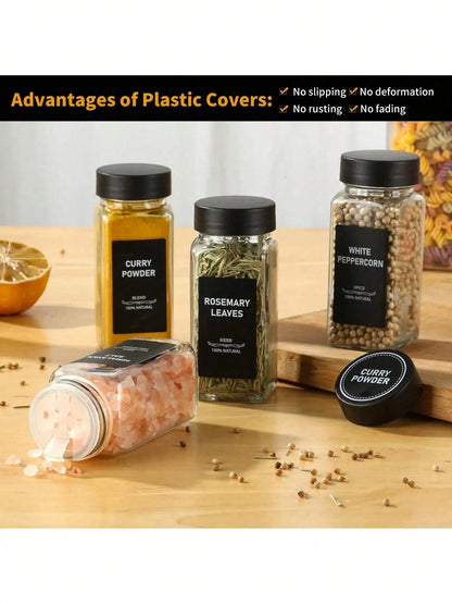 4oz Glass Spice Jars (12PCS): Shaker/Metal Lids + Funnel