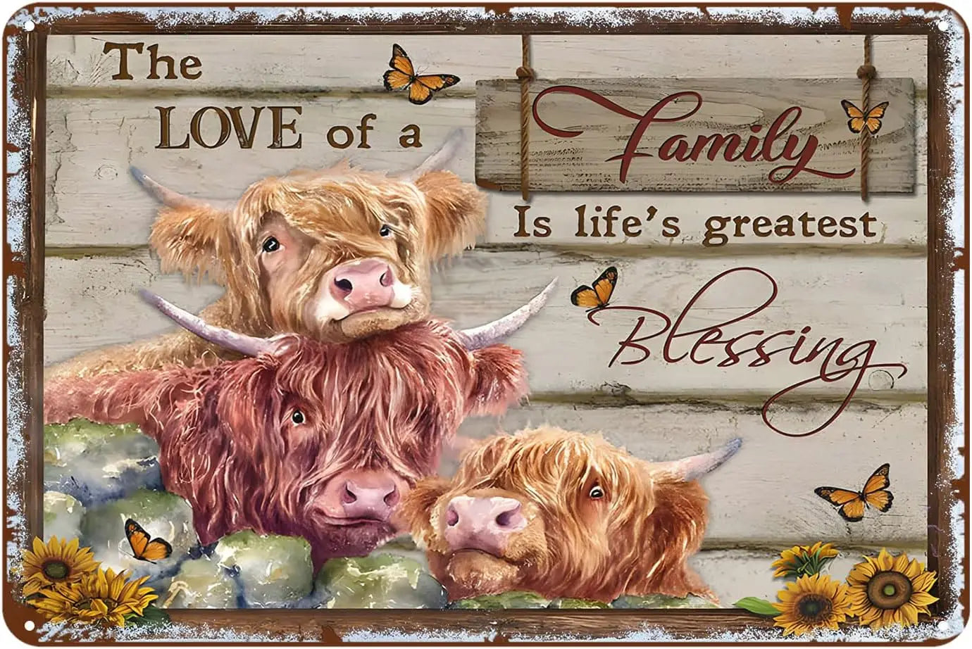 Metal Sign Farm Highland Cows