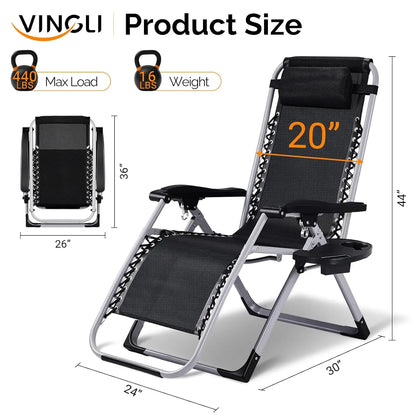 Padded Zero Gravity Lounge Chair with Removable Cushion & Tray