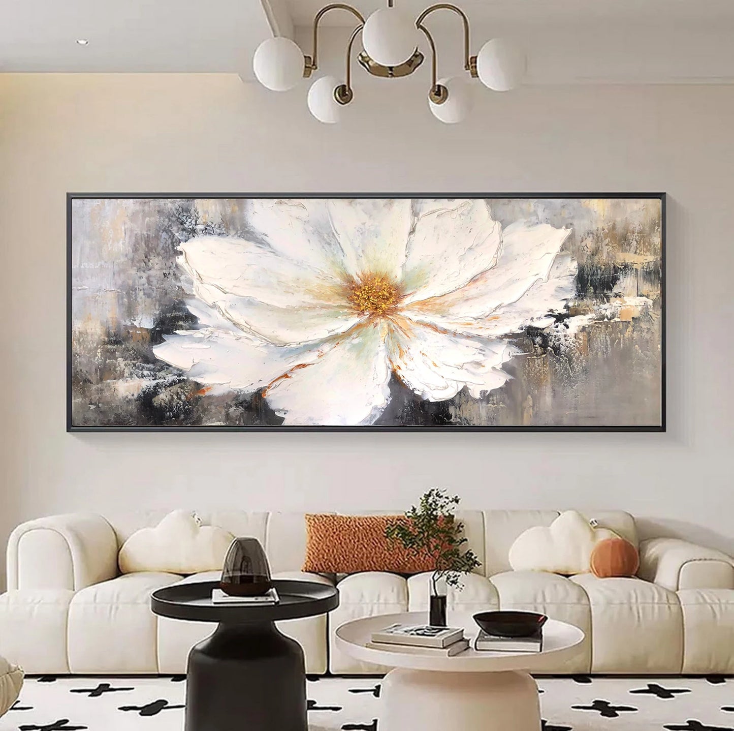 Thick Texture decoration hanging painting for living room, frameless modern wall art [High-end hand-painted floral oil painting]