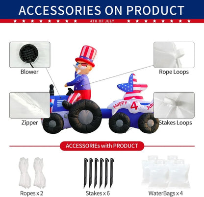 6FT Patriotic Uncle Sam Drive Tractor Inflatable