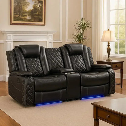 Hot sales Power Living Room Furniture Sets, Electric Recliner Chair with LED Light, Sectional Sofa Loveseat with Wireless Charging