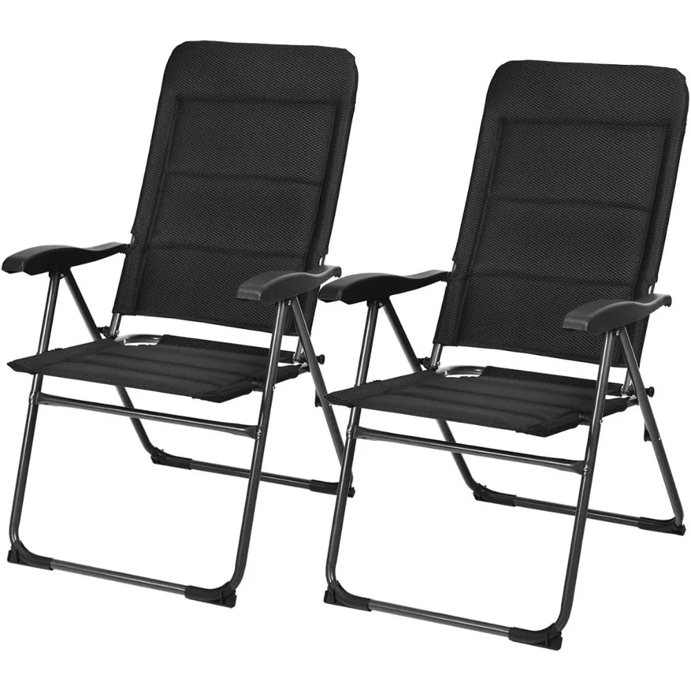 Set of 2 Outdoor Sling Chairs with Adjustable Backrest