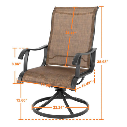 Outdoor Swivel Rocker Dining Chairs with All-Weather Textilene High Back and Metal, Set of 2