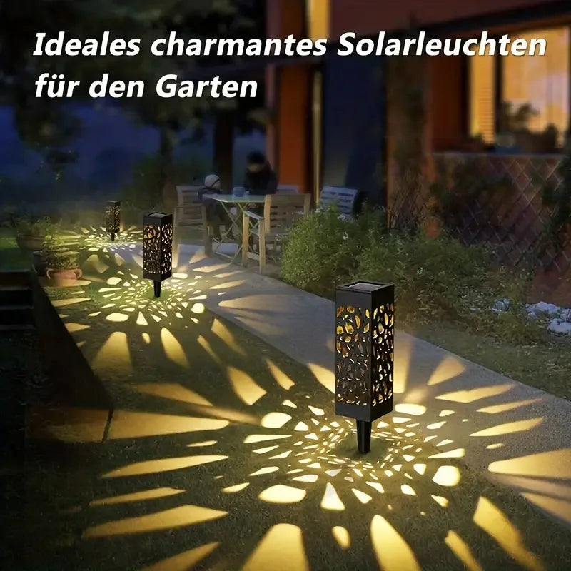6PCS Solar Powered LED Garden Stake Lights Decorative Hollow-Out Lawn Lamps