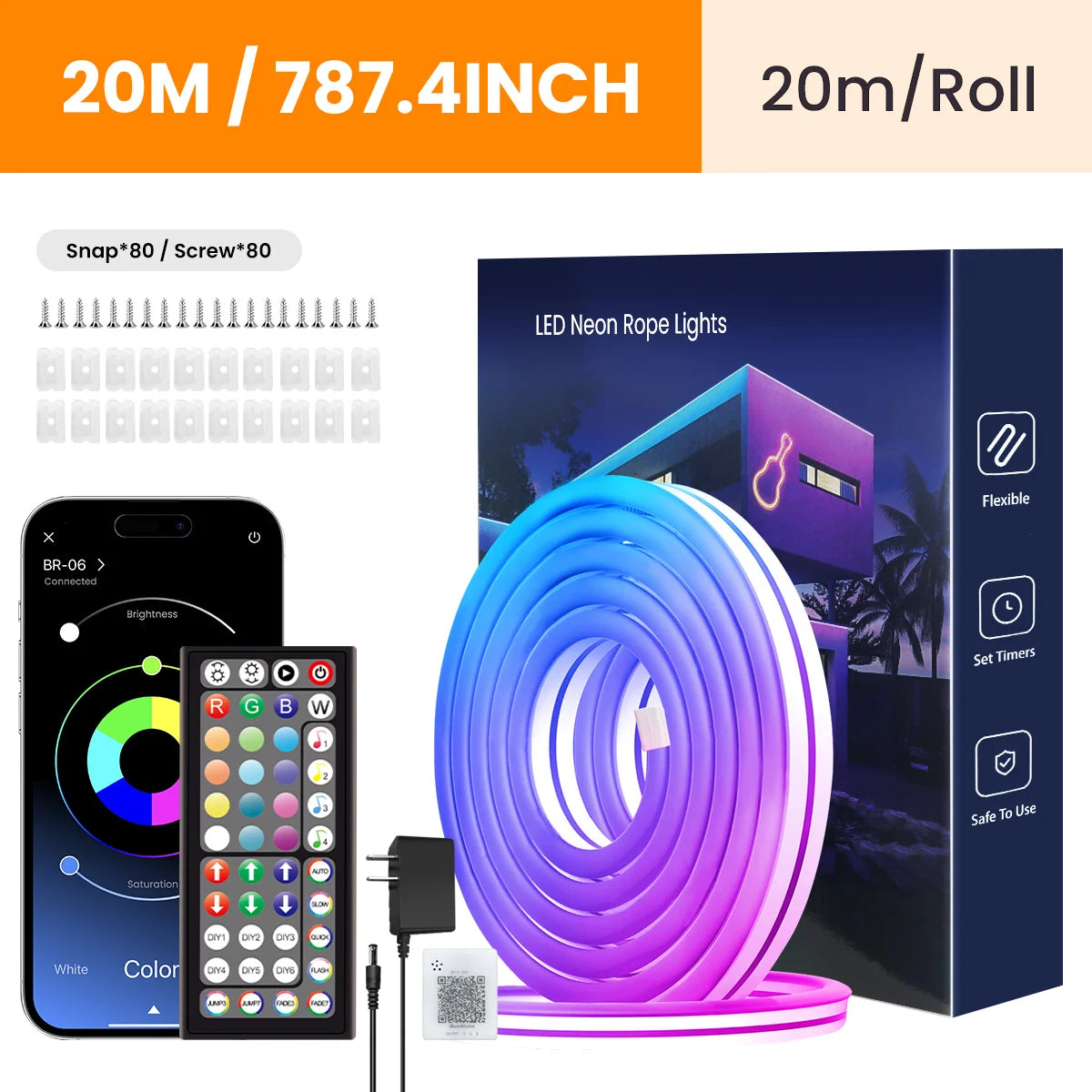 Flexible LED Light Strip With Remote And APP Control RGB Lighting Strip For Bedroom