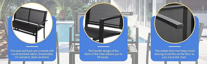 4 Pieces Patio Furniture Sets,Outdoor Patio Conversation Sets with Glass Coffee Table, Small Porch Balcony Furniture