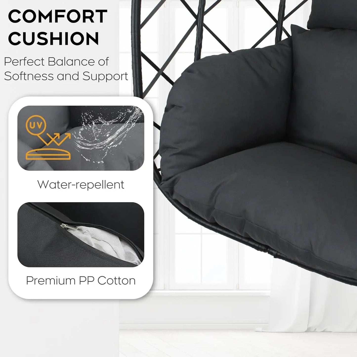 Wicker Foldable Hanging Egg Chair with Stand