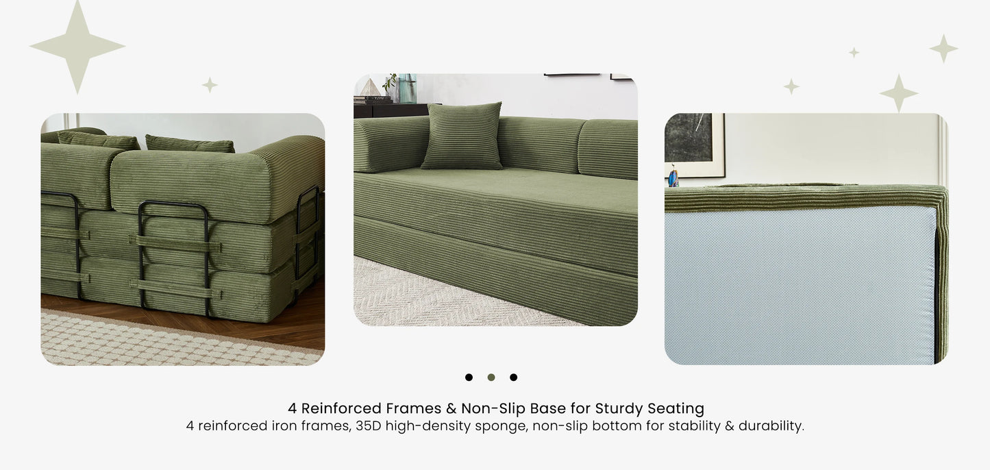 79'' Boneless Couch Foldable Convertible Futon Sleeper Sofa Bed