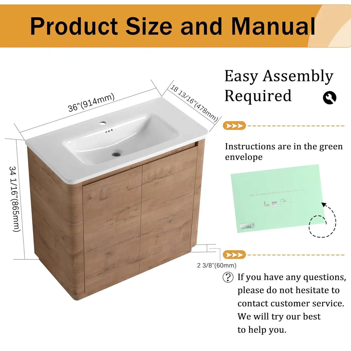 36 inch Bathroom Vanity with Sink, 36" Freestanding Bathroom Cabinet Combo, Modern Floor Standing Storage Vanity, Customized