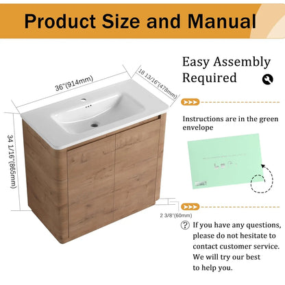36 inch Bathroom Vanity with Sink, 36" Freestanding Bathroom Cabinet Combo, Modern Floor Standing Storage Vanity, Customized
