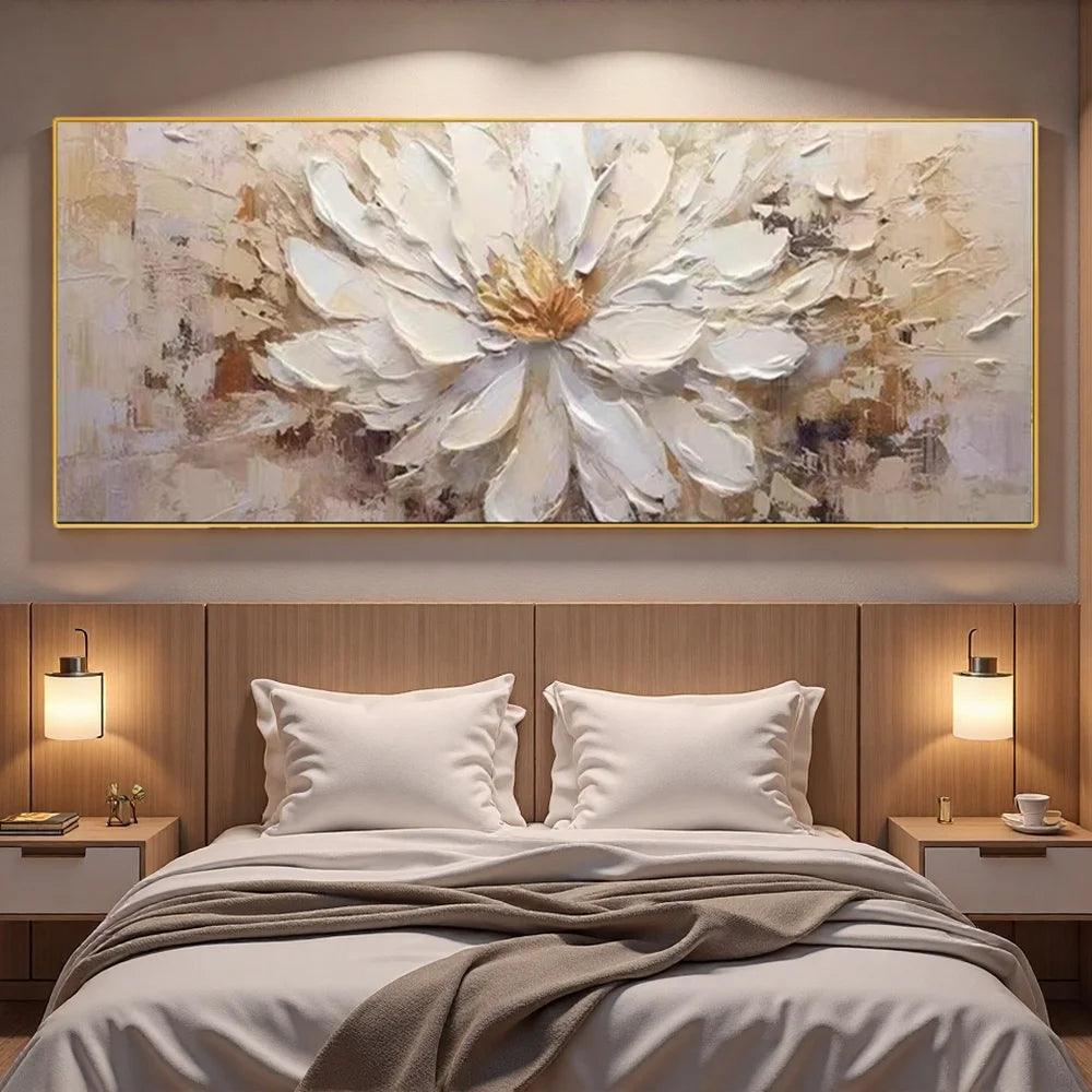 Thick Texture decoration hanging painting for living room, frameless modern wall art [High-end hand-painted floral oil painting]