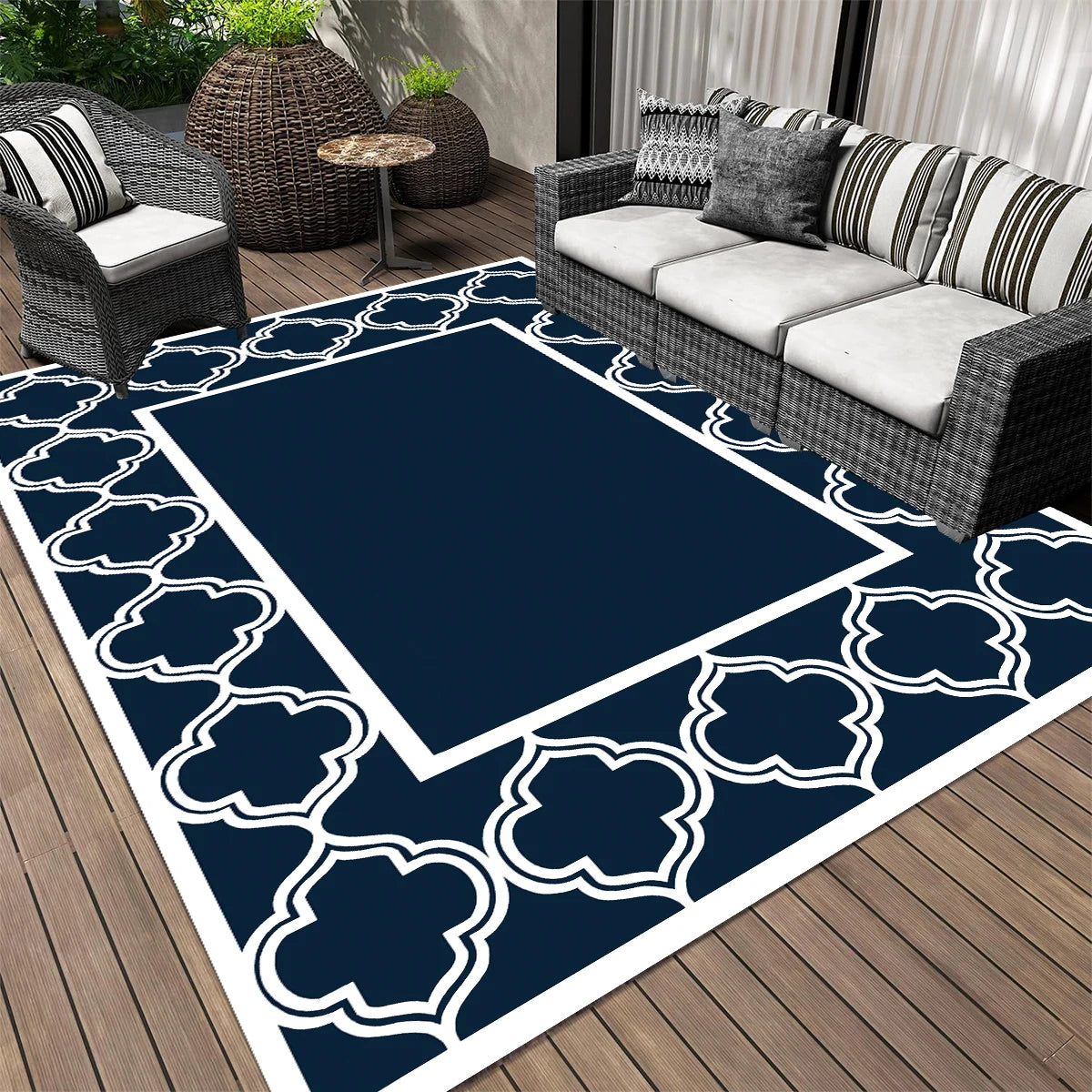 Outdoor Foldable Reversible Large Floor Mat for RV Patio Backyard Deck Picnic Beach Camping
