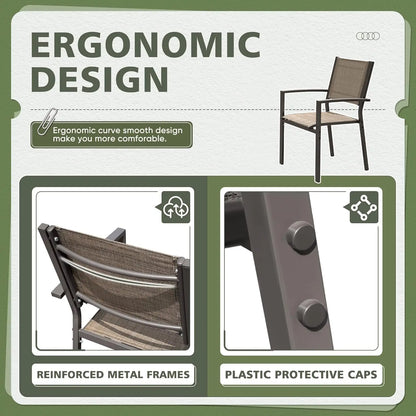 Outdoor Chairs Set of 6 Stackable Dining Chair for Backyard, Deck, Poolside (Grey)