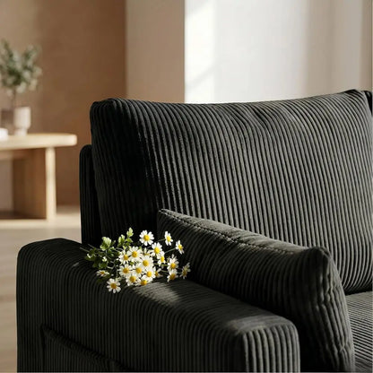 86in Reversible Sectional Soa Couch, Sleeper Soa Bed with Storage Chaise Pull Out Couch or Living Room (Deepblack)
